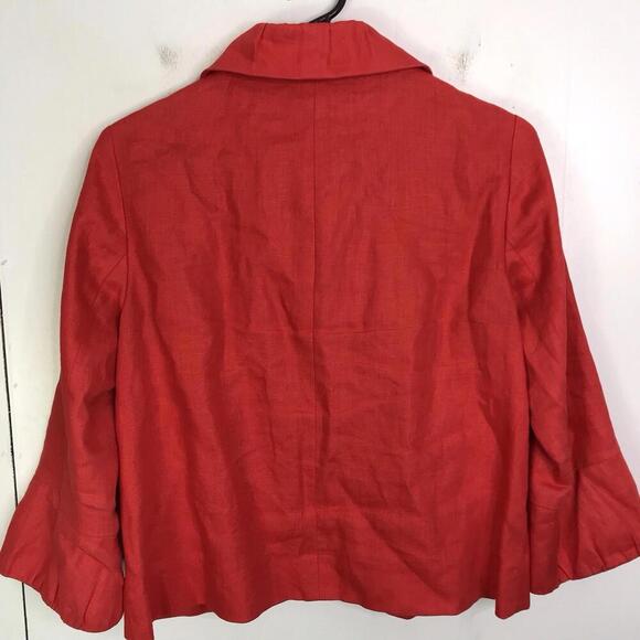 J Crew Blazer Womens 6 Linen Red Preppy Academia Jessica Day Big Buttons - Picture 2 of 8